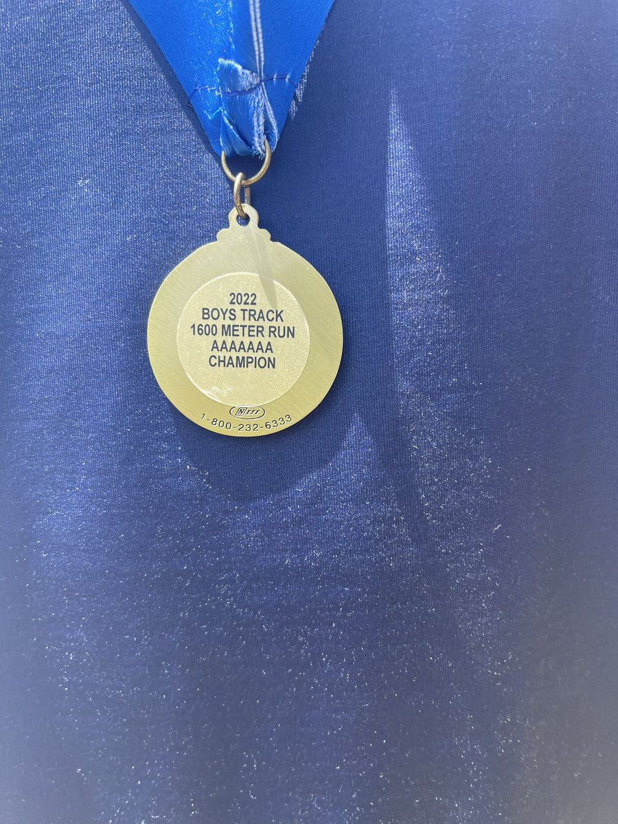 DenmarkDanesTXF's tweet photo. In his final High School race, Ethan Ashley once again take the top spot! He is your 2022 @OfficialGHSA 7A State Champion in the 1600M https://t.co/bDt5KY6Fhp