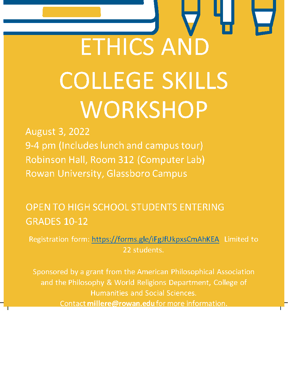 High school students: One-day workshop at Rowan #ethics  #philosophy  #precollegephilosophy