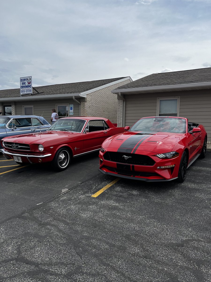 KevinSkemp's tweet photo. The evolution of the Mustang. 1965 to my 2022 - 57 years in the making. #fasterhorse https://t.co/mnomUAS2ul