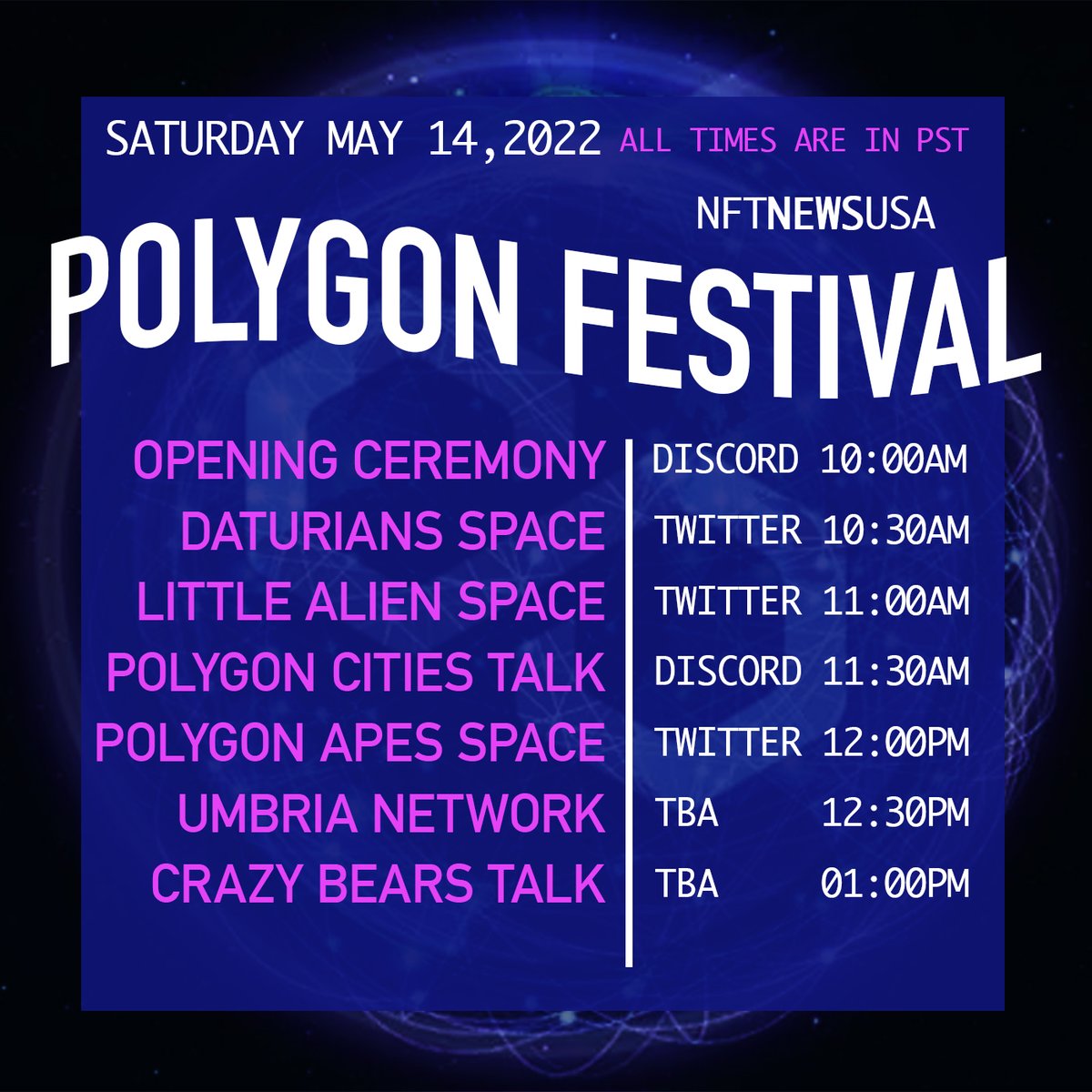 FCG_Studio's tweet photo. ((( POLYGON FESTIVAL)))
Up next is the @PolygonCities AMA!!
11:45- 12:00pm
...
On discord https://t.co/PvmOhe71Dc
#polygoncities #Polygonfestival https://t.co/KsTDMyy9k0