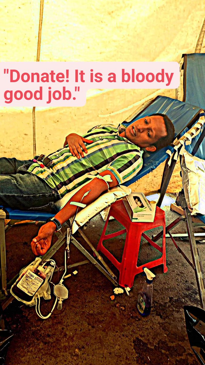 "Donate! It is a bloody good job."
<a href="/EthiopianBlood/">Ethiopian Blood & Tissue Bank Service❣️</a> #donateblood