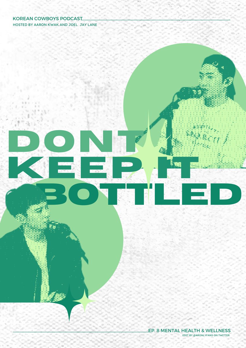 aronlyfans's tweet photo. "don't keep it bottled. everyone needs a shoulder to lean on" 

made an edit/art from last friday's episode. Thank you, @Korean_Cowboys!

[ #아론 #곽아론 #KoreanCowboys #코리안카우보이스 @joeljaylane91 #MentalHealthMatters ] https://t.co/higRyIZnY6