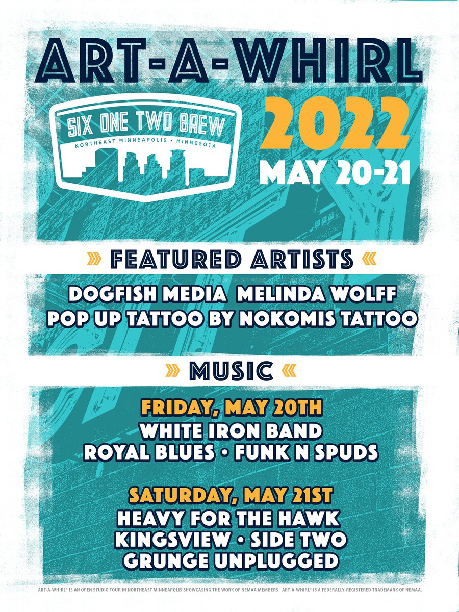 kingsviewband's tweet photo. We are psyched for Art A Whirl! See you next Saturday at @612Brew!! We play 6-7:30 https://t.co/c6EXwWfrOu