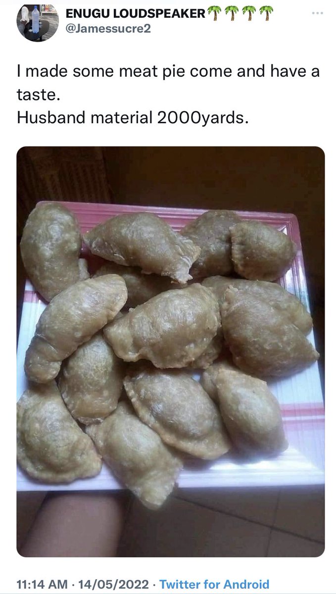 - Man shows off the meat-pie he baked as a new chef.