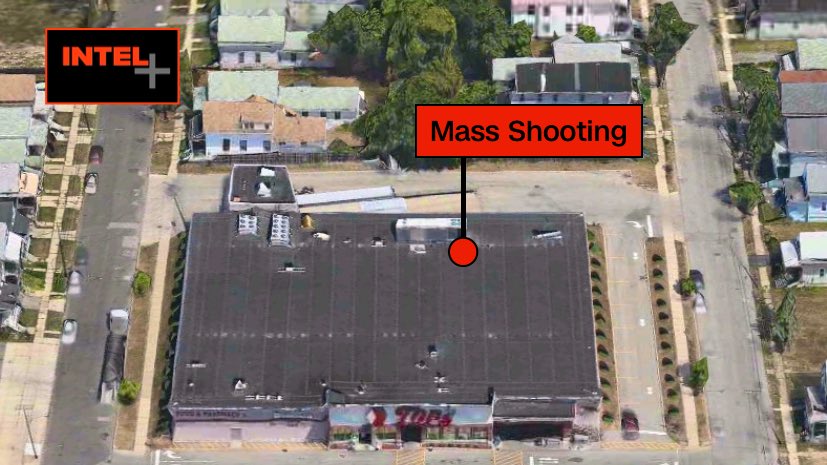 IntelPointAlert's tweet photo. ⚠️🇺🇸#URGENT: ‘Active shooter’ with several people down at Tops Grocery in Buffalo, New York

#Buffalo l #NY
A large emergency response is underway following confirmed reports of multiple people shot. No word on the suspect at this time.
More information as it becomes available! https://t.co/pGb1l7fMeX