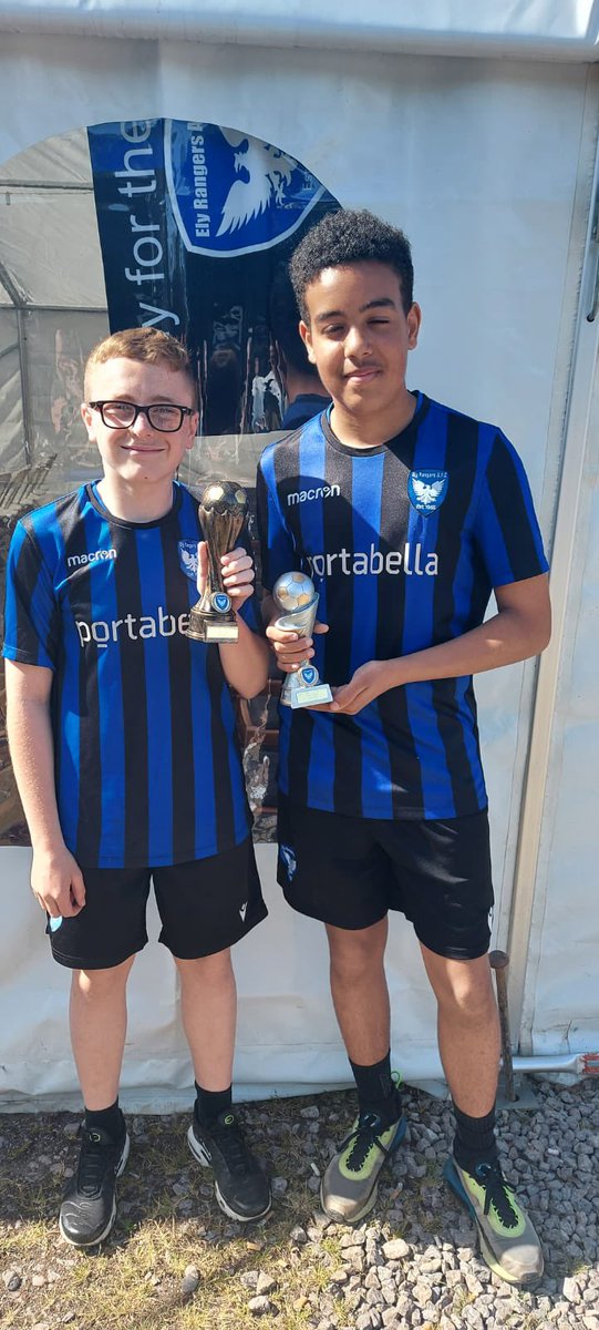 lozally's tweet photo. @CWCHS_PE so proud of Sam and Ollie from 9S, who collected Players player and Manager’s player trophies today. We’re very proud to be a part of @ElyRangersFC family 💙💙🏆⚽️ https://t.co/vKKQPJaSyy