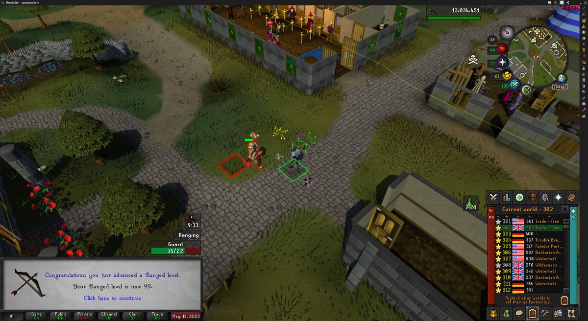 serrrpy's tweet photo. #99range! One of the most satisfying feeling in #osrs (Getting a 99, and buying your cape!) https://t.co/2FLljBeV0Q