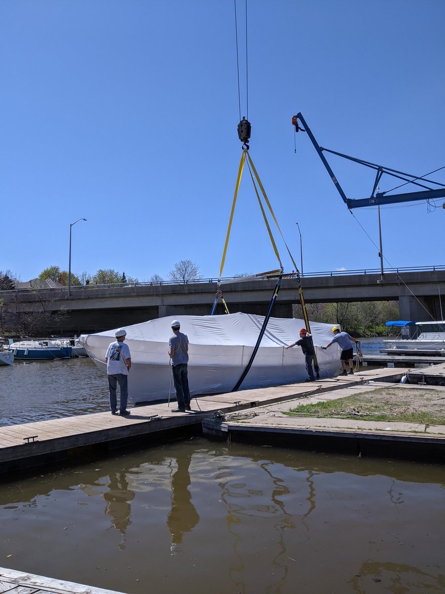 BronteHarbourYC's tweet photo. Thneed (yes, that's Thneed under there) is in the water. Good luck with the projects, Richard. https://t.co/CUupeoeNCn