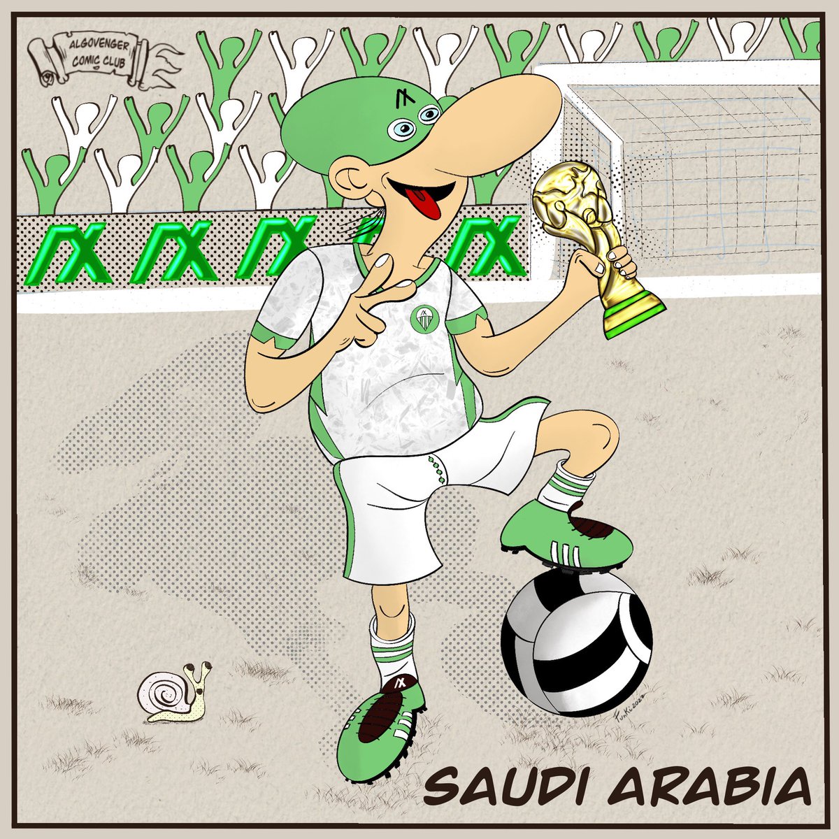 FunkyRaccoons's tweet photo. A new piece for the Shuffle 2 will be #SaudiArabia 🇸🇦

You can still get some of the Shuffle 1 here

https://t.co/t7D2wzjGk1

#Algorand living #football 
#Algovenger #WorldCup2022

#1ALGOis1ALGO https://t.co/cl5QC7fzyo