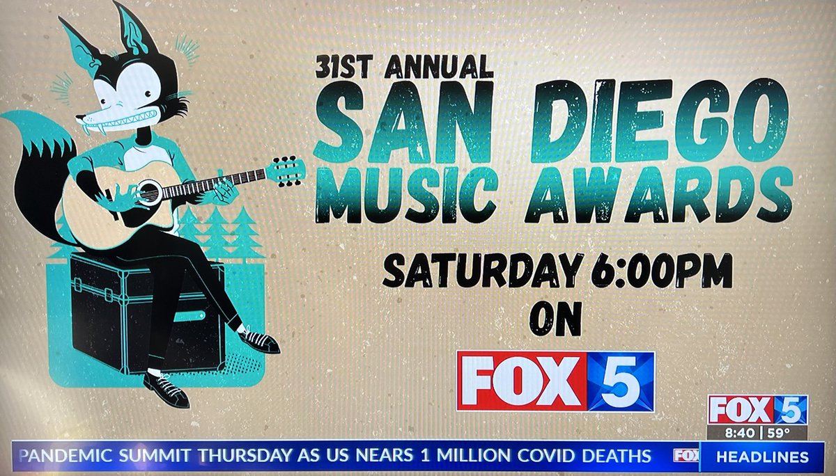 rockandrollsd's tweet photo. Did you miss the @sdmusicawards live? Be sure to check out a replay of the show and congrats to the nominees, like @evenings_empire, and award winners, like @slackkeyohana, tonight on @fox5sandiego at 6pm. Hosted by Fox5’s own @libertyzabala. 

#music #livemusic #sandiegomusic https://t.co/bg16EnpiI9