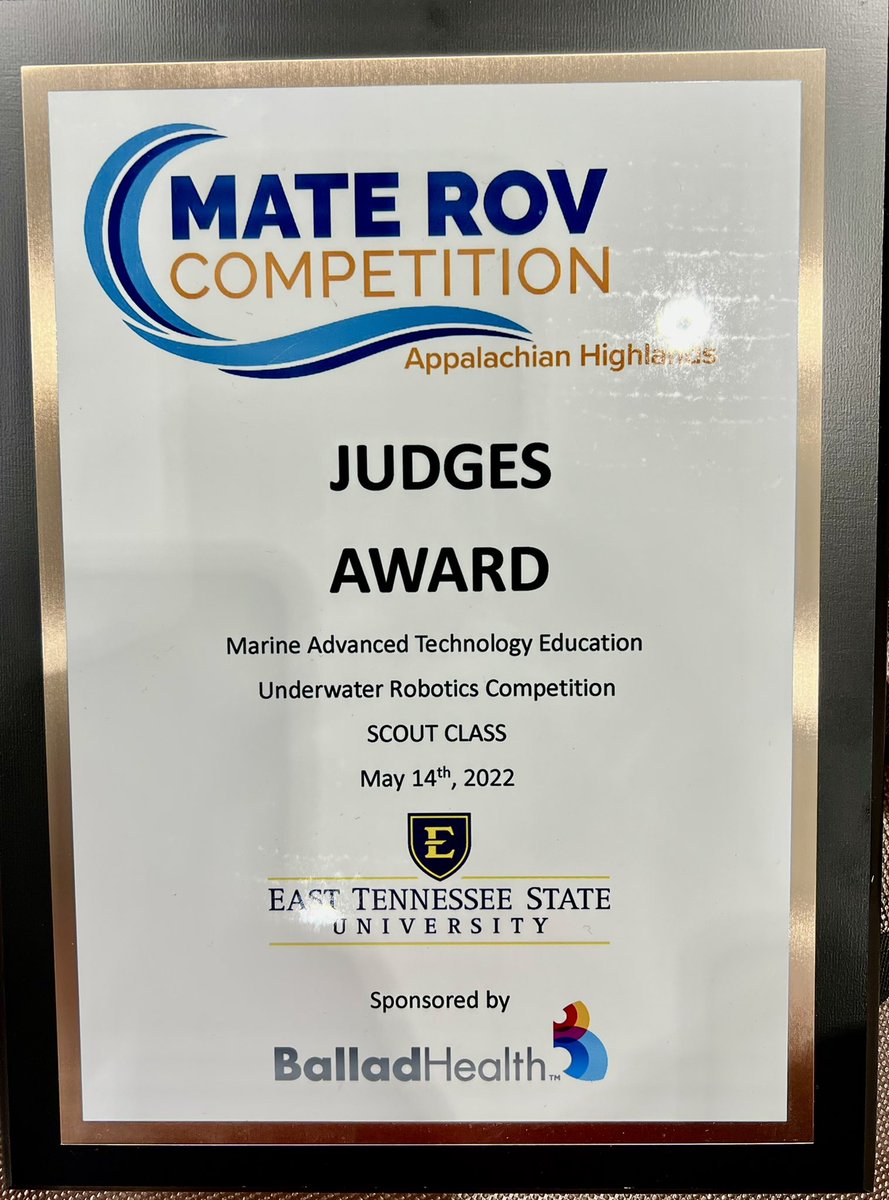 jsms_robotics's tweet image. Sevier Robotics team (they call themselves Thrill Gills) made up of 6th graders went to MATE ROV competition at ETSU. They came home with a Judges Award! We are excited for them and their hard work and positive attitude! @PhotonProfessor @KCS_Sevier
