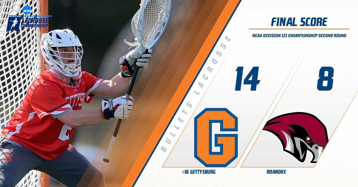 gburgbullets's tweet photo. 🔥BULLETS WIN🔥 @Gburg_MLax rolls out to 10-3 lead and never looks back in NCAA @D3lax 2nd round. Hume 4G, 2A. MacMillan 12 saves. NEXT. at No. 7 Dickinson, 5/15, 3 PM. #GoBullets #Bulletsmlax #CentConf https://t.co/bGk8KiAT9f