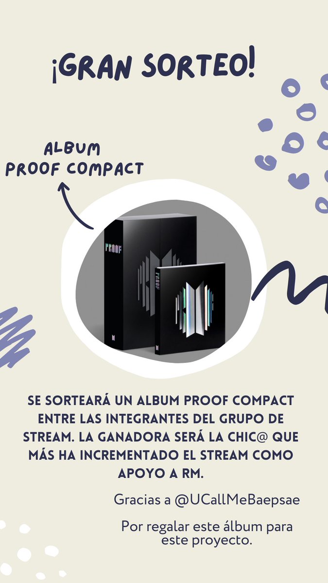RMGuatemalatwt's tweet photo. !SORTEO DE ÁLBUM PROOF COMPACT!

Pará participar en el sorteo debes unirte al grupo de Stream por el aniversario Bycicle.

Este grupo de Stream es para incrementar el Stream y llegar a cada una de las metas.

Gracias a @UCallMeBaepsae por Donar el álbum para este Proyecto.

(+) https://t.co/mQpuyhrwsJ