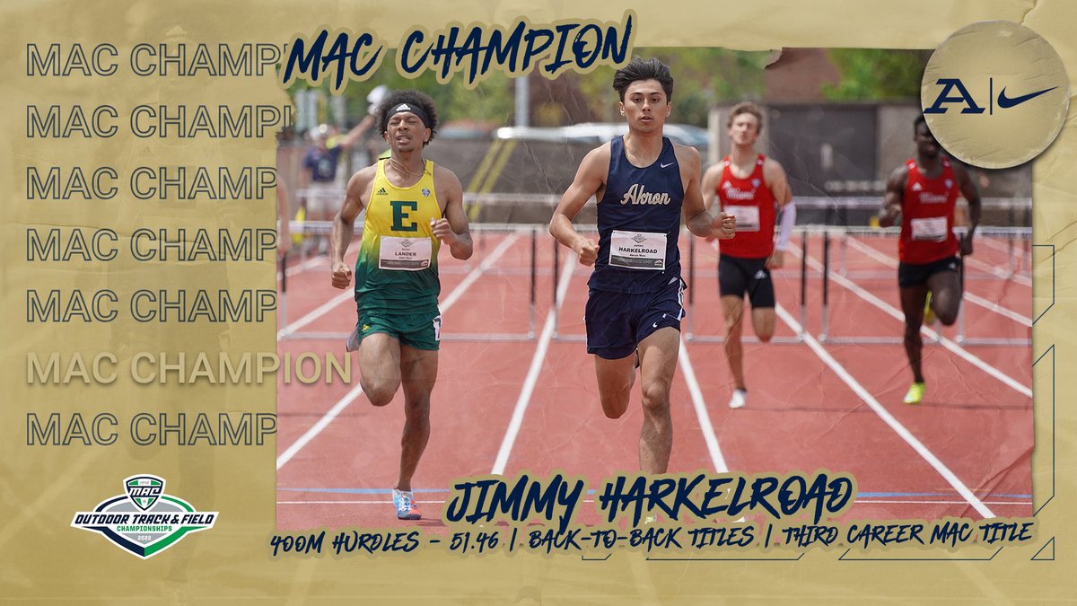 ZipsTFCC's tweet photo. 👏 Congrats to @ZipsTFCC Jimmy Harkelroad on back-to-back @MACSports title triumphing in the men's 400M hurdles with a time of 51.46 🦘

#GoZips | @ZipsTFCC 

📅 May 14
👟 @MACSports Championships
📍 Kalamazoo, Mich.
💻 Live Stats - https://t.co/Fu8sOBDDRj https://t.co/Ldf145ZO3m
