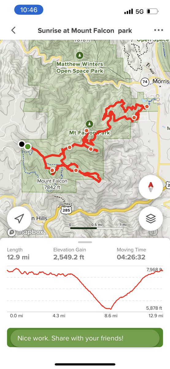 Suley5676's tweet photo. Sunrise at Mount Falcon Park. 

Hike no: 20
Week no: 19
Total elevation gained: 33,711 feet
Total miles hiked: 152.4 
#hiking #52hikechallenge  @douglascountyco https://t.co/hUKtp8QGyj