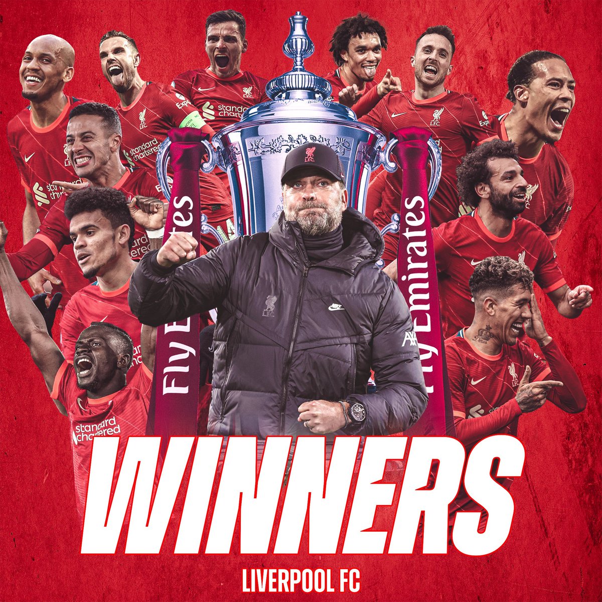 bpasports's tweet photo. FA Cup Final | FT: Chelsea 0:0 Liverpool (5:6 on penalties)

Congratulations Liverpool 👏👏

FA Cup ✔️
Premier League❓
Champions League❓

What are Liverpool's chances of winning the treble this season?

#CHELIV #LIVCHE #YNWA #Tuchel #Klopp #Mane #Trent #Mount https://t.co/IcLq9jPmWQ