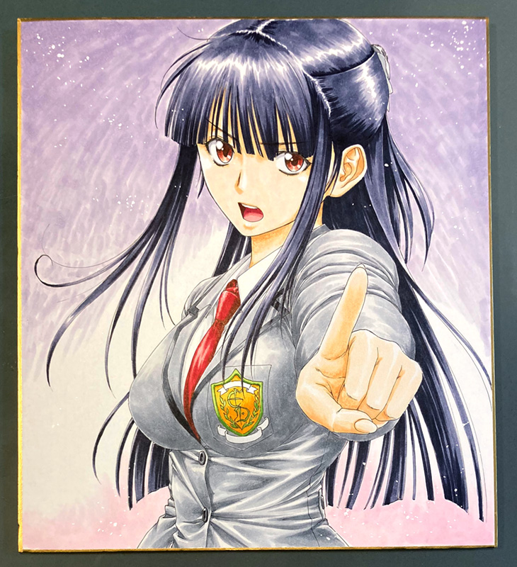 木村明広　直筆イラスト色紙　死神探偵　御鹿嶋 灯 リク⑤ 御鹿嶋 灯 『死神探偵 灯』の主人公、御鹿嶋 灯。 犯人確定の