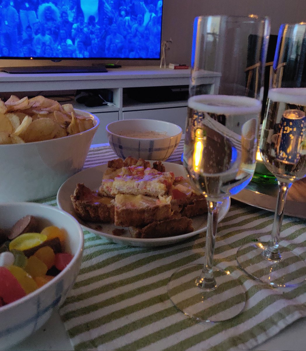 So0onja's tweet photo. The snacks are out. I'm dressed in glitter. Finally #Eurovision https://t.co/YE0RAN79pZ