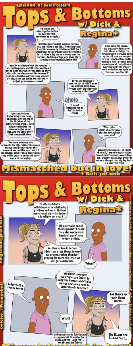 Tops&amp;Bottoms w/ Dick &amp; Regina-Episode 2: hill rollers
Thanks for all the love, the saga continues...#comics 
<a href="/CryptoDadsNFT/">CryptoDads ♨️</a>
 #cryptodads #cryptomoms #NFTs