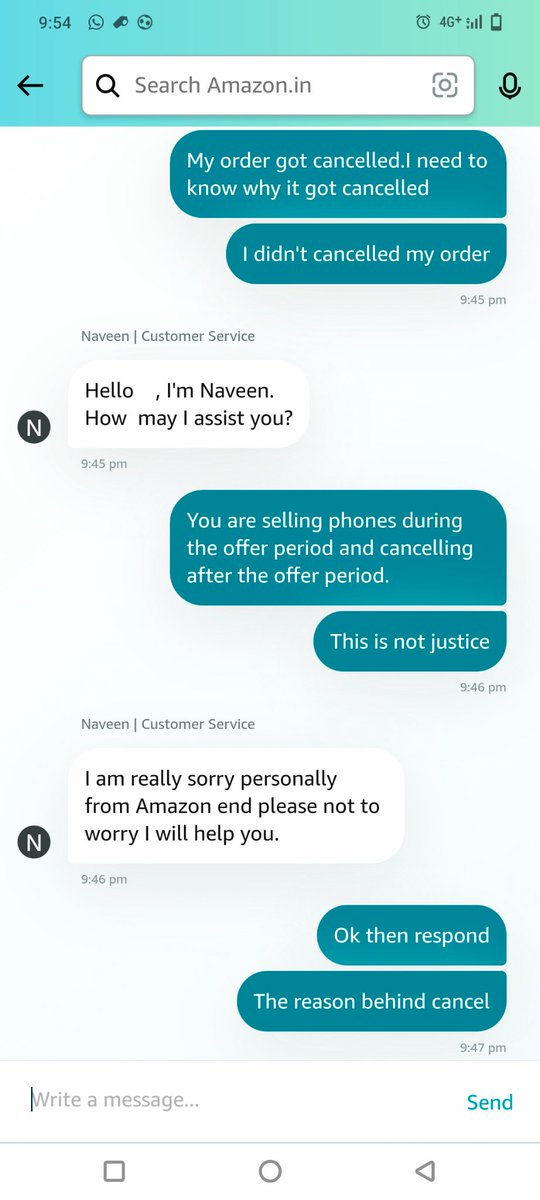 antony2006's tweet photo. @amazonIN @amazon  have a serious look into this issue.
Selling phones in offer period and cancelling the order after offer period,till then full amount,in this case around 27000 is with you still refund credited in customers bank account.
Am attaching the chats here 1/2 https://t.co/UIZLjHhA7s