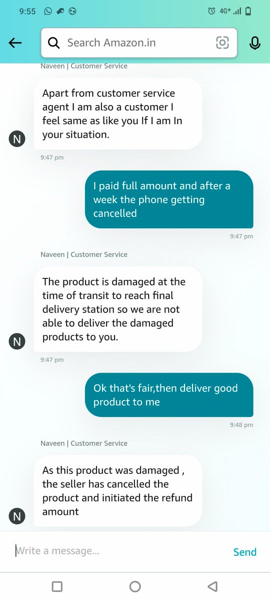 antony2006's tweet photo. @amazonIN @amazon  have a serious look into this issue.
Selling phones in offer period and cancelling the order after offer period,till then full amount,in this case around 27000 is with you still refund credited in customers bank account.
Am attaching the chats here 1/2 https://t.co/UIZLjHhA7s