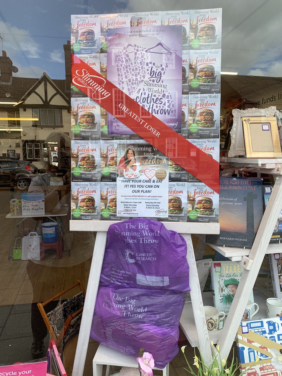 Support CRUK by donating your slimmed down clothes, campaign with slimming world at the moment ⁦<a href="/CRUKShops/">Cancer Research UK Shops</a>⁩ #Northallerton