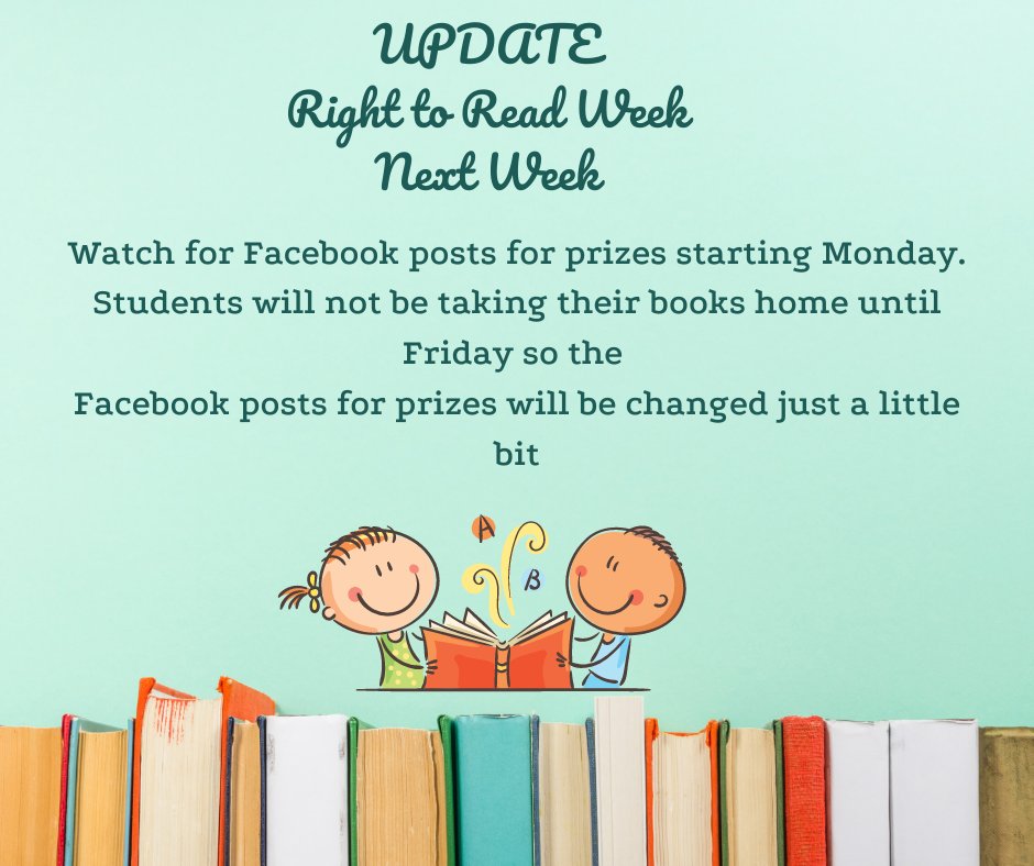 BissellPTA's tweet photo. Right to Read Week starts Monday!  Each student will receive a copy of Summer According to Humphrey.  They won't be bringing the book home until Friday we adjusted the Facebook posts.  Watch for the daily posts on Facebook   There will be daily random prizes every day next week. https://t.co/teIfRNhN9R