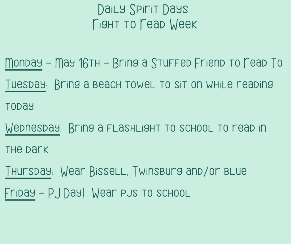BissellPTA's tweet photo. Right to Read Week starts Monday!  Each student will receive a copy of Summer According to Humphrey.  They won't be bringing the book home until Friday we adjusted the Facebook posts.  Watch for the daily posts on Facebook   There will be daily random prizes every day next week. https://t.co/teIfRNhN9R