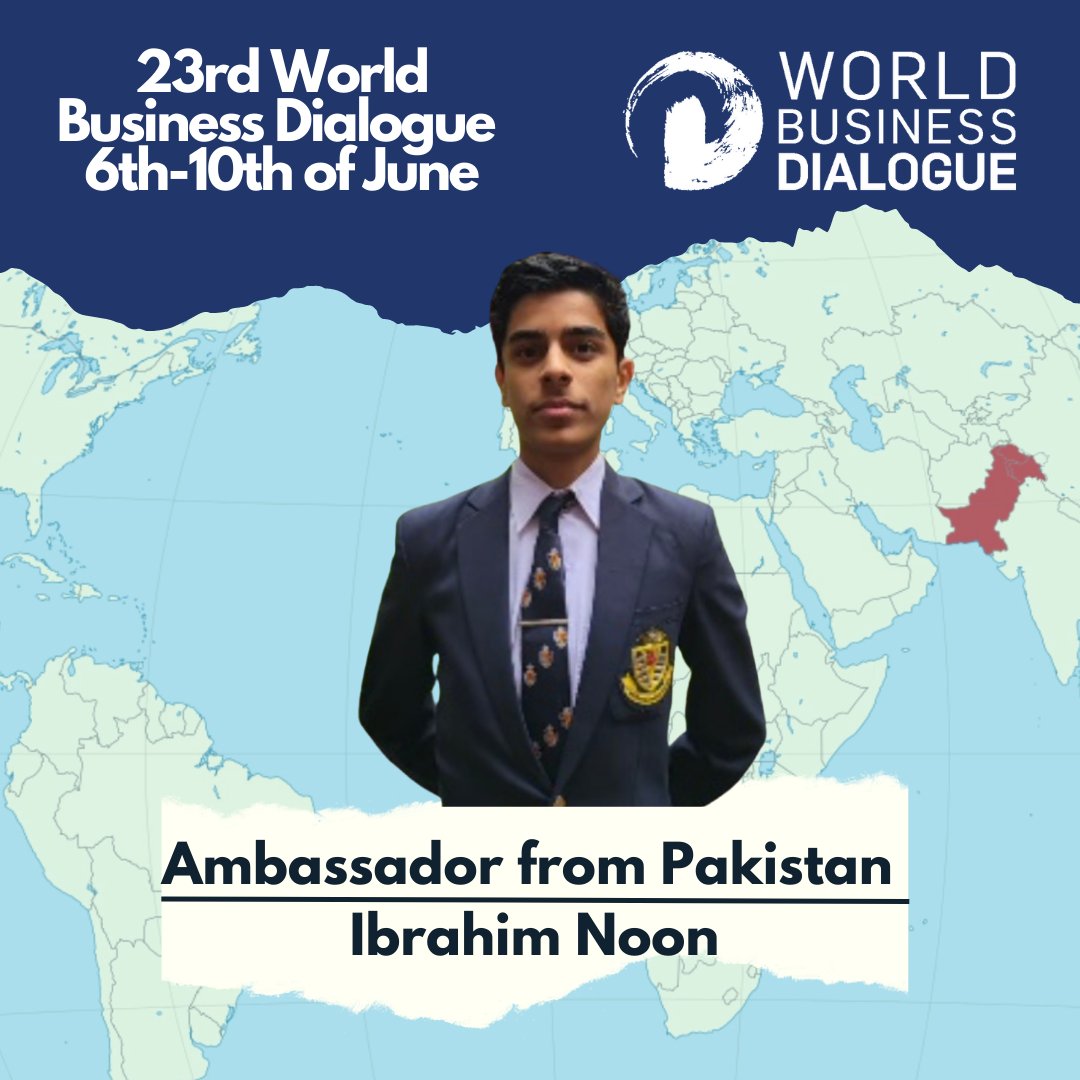 Introducing our Ambassador,
who supports us from Pakistan: Ibrahim Noon🙌

You haven't registered for the 23rd conference yet? What are you waiting for?

Link for the application in our bio💪🏽
#wbdambassador #worldbusinessdialogue2022 #wbd2022 #internationalconference