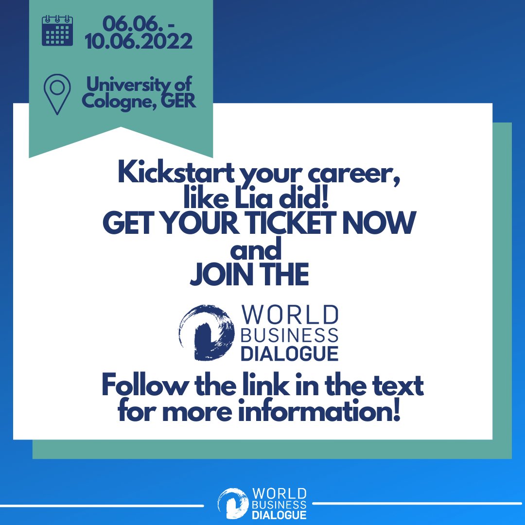 Read about Lia Heyd, who is currently a WBD Ambassador 💪

YOU want to join our conference too and profit from exceptional chances to meet and interact with inspirational thinkers &amp; leaders? 
🗣️ Follow the Link in our bio to experience the same as Lia did!

#worldbusinessdialogue