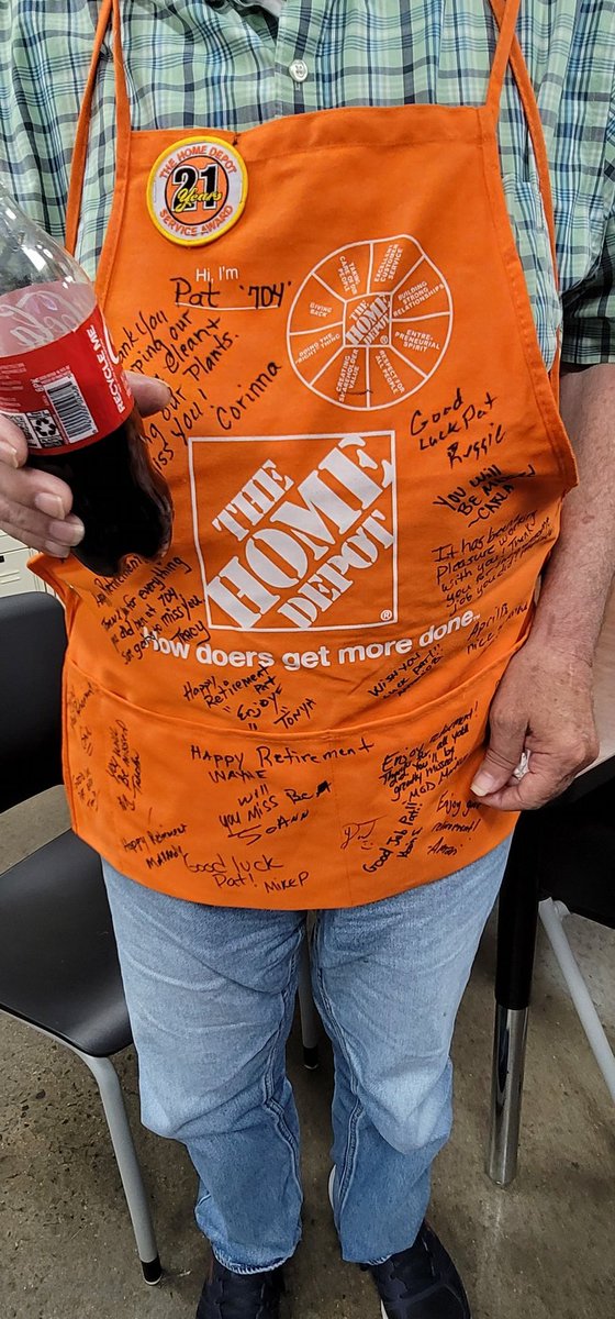 The1ToniS's tweet photo. After 21 years with the Cordova Home Depot, Pat is happy to retire with his donuts &amp; coke!  He will truly be missed. @marquee_hall @christydumas @CorinnaBarnes12 @leemens @zemuly @sandra_moma https://t.co/7xPiaun9Rr