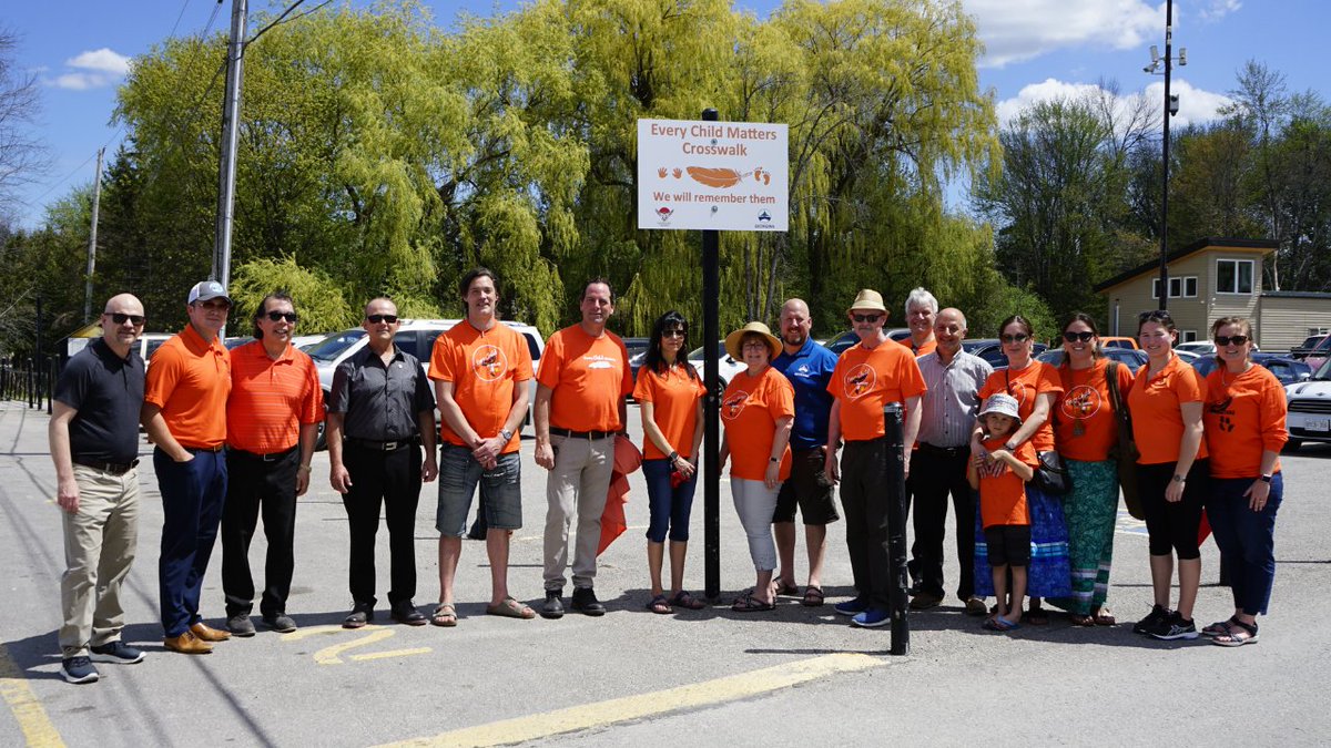 georginatown's tweet photo. The Town, in partnership with the Chippewas of Georgina Island, held the official ribbon cutting of the Every Child Matters crosswalk today. It’s located in front of the Island View Business Centre/Georgina Island Ferry dock. https://t.co/0cT2u71ETk https://t.co/bvhR9LV60M