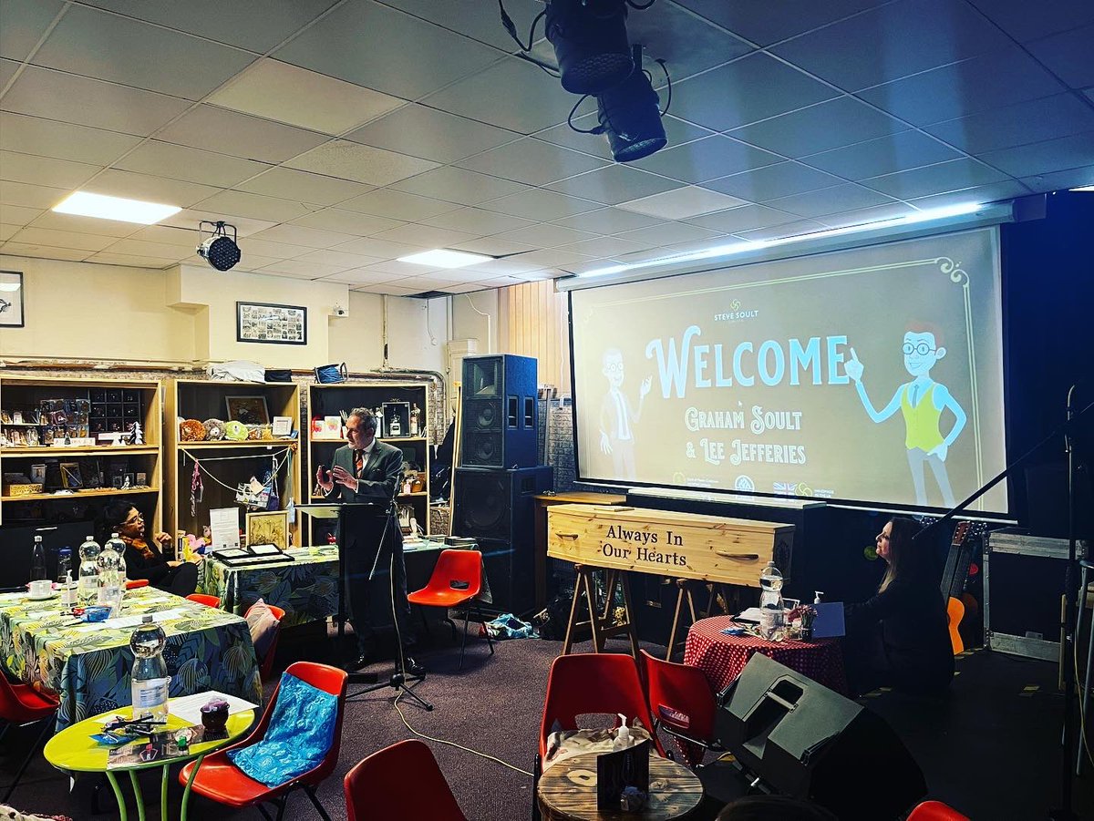 SteveSoultLtd's tweet photo. Graham and Lee had a great time meeting the good folk and contributors of Hyde at the @CoffinClubGM today ⚰️ @RemembranceGLTD 
#coffinclub https://t.co/6VNOozpT87