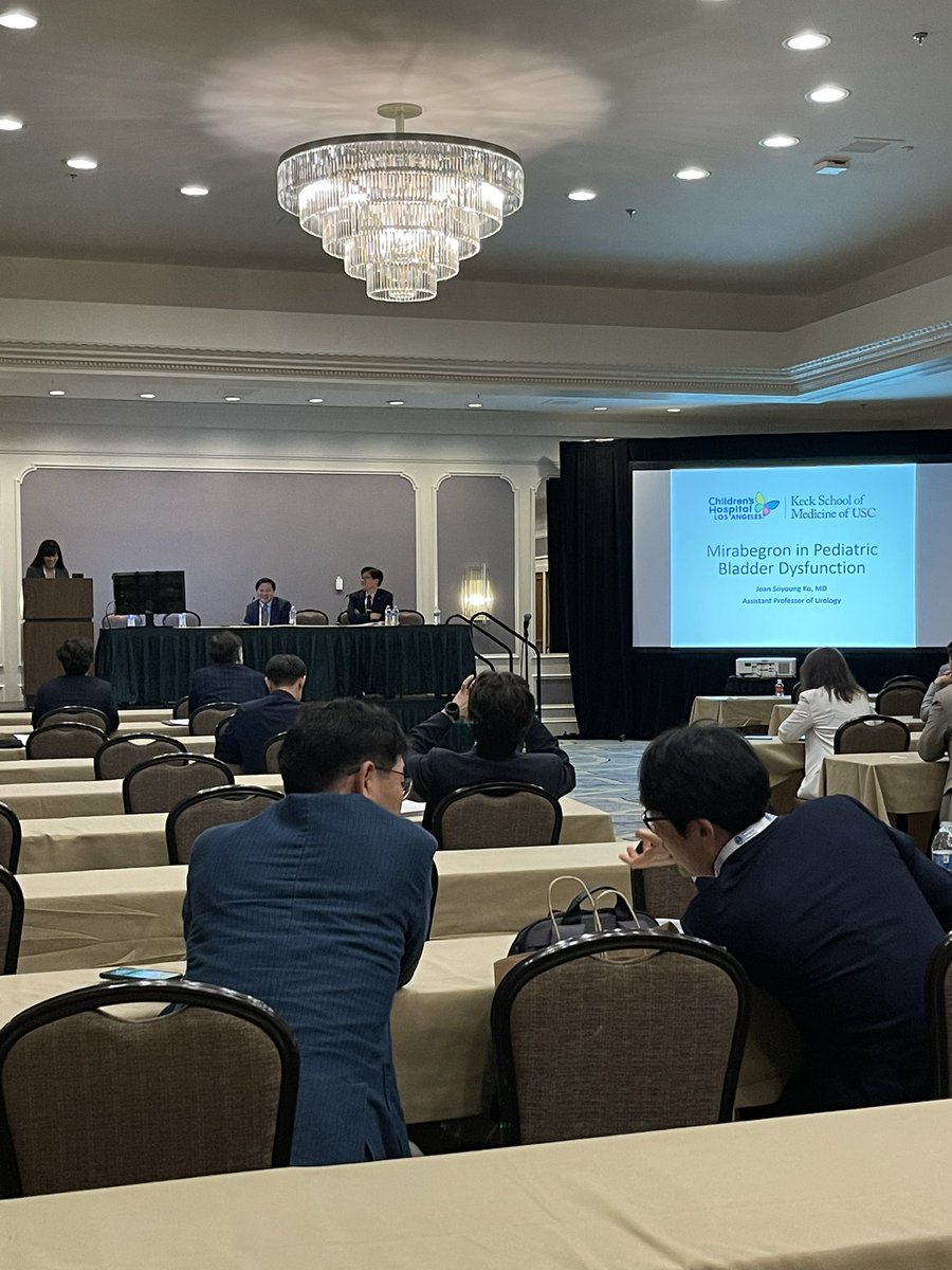 Dr Ko <a href="/drjoanko/">Joan Ko</a> | CHLA <a href="/CHLAUrology/">CHLAUrology</a>  leading an in-depth lecture on the role of Mirabegron for our pediatric patients with bladder discussion at the AUA. ✅ Important to remember it’s role but also it’s limitations. #AUA22 #SPU