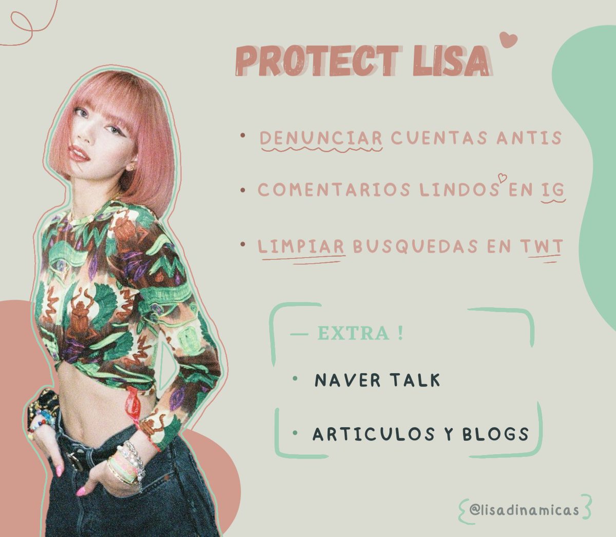 lisadinamicas's tweet photo. 🌷| PROTECT LISA !

— Le dejo este bingo para que lo completen por el resto del día, también pueden realizarla en cualquier día 

• Abajo les dejo las indicaciones. https://t.co/ClTxuMEmoH