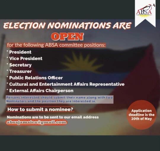 absajam's tweet photo. A.B.S.A JAM Members, it's voting time again!🥳🇦🇬 If you or someone you know is interestered in being a part of the exec committee for the upcoming academic year, nominate by sending an email to absajamaica@gmail.com.

Check the thread to see the responsibilities of each position! https://t.co/KaxLq2jGAd