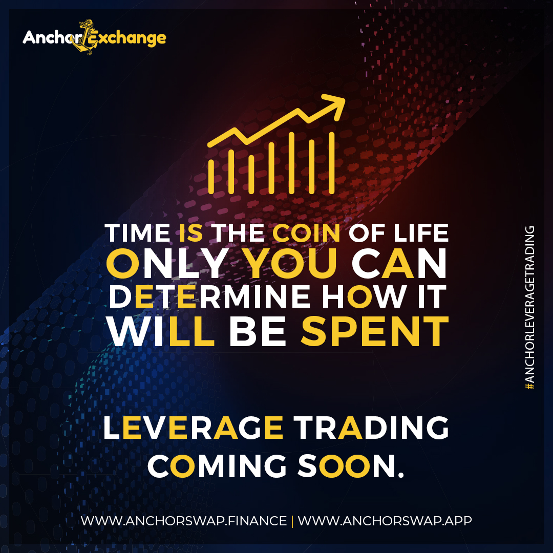 anchor_finance's tweet photo. Time is the coin of life, only you can determine how it will be spent.

Stay tuned for the first fully decentralized Leverage trading platform that will be 2X to 4X cheaper than Binance &amp; Kraken🚀. 

The platform is going to WOW you💯
Don’t miss the launch!

#leveragetrading #BNB https://t.co/nnzdSsIH4c