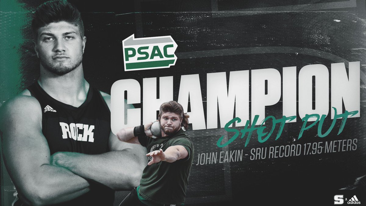 Rock_Athletics's tweet photo. MTRACK: 🚨 RECORD ALERT!! 🚨 John Eakin shatters the 20-year old SRU record in the shot put to win the PSAC title with a career-best throw of 17.95 meters. The former record of 17.50m set by Cory Darr had stood at SRU since 2002! https://t.co/0n8afgVNS1