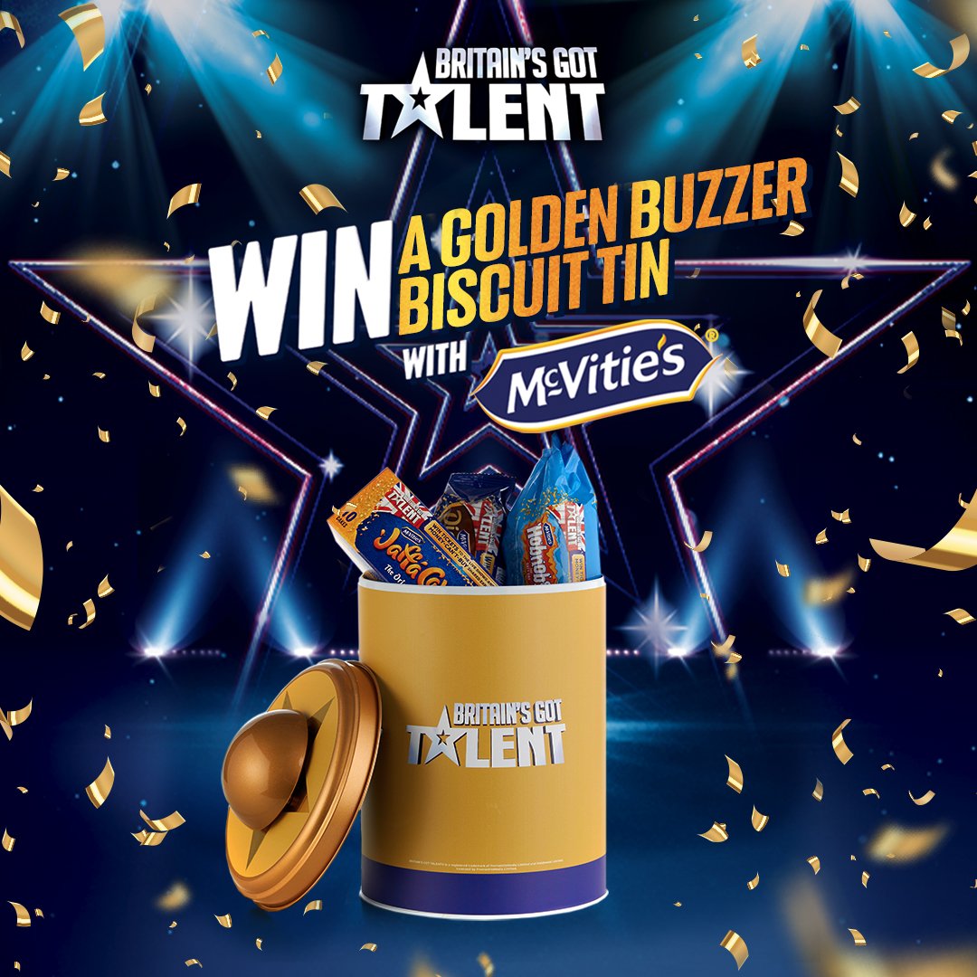 McVities's tweet photo. Alesha makes that 5 out 5 #GoldenBuzzers! Don't miss out on your last chance to #WIN a Golden Buzzer Biscuit Tin! Simply 'RT' &amp; make sure you're following @McVities before 1pm on Monday for your chance to #win.  #TooGoodNotToShare
Ts and Cs https://t.co/a22CC4wnHS https://t.co/IJBpsU5Z24