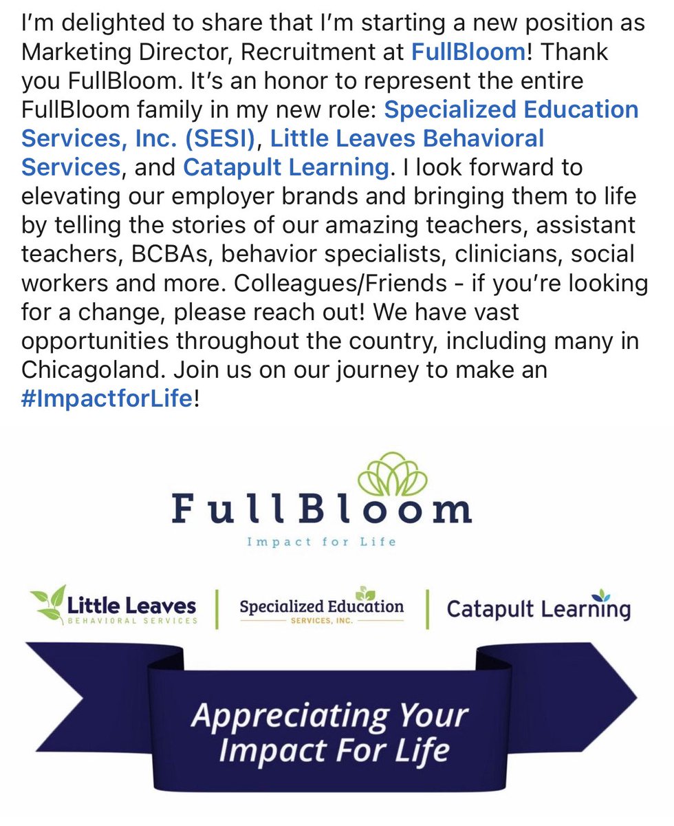 kellyanneohde's tweet photo. Exciting news about my new role at FullBloom! #impactforlife https://t.co/zUQVOEkqKd
