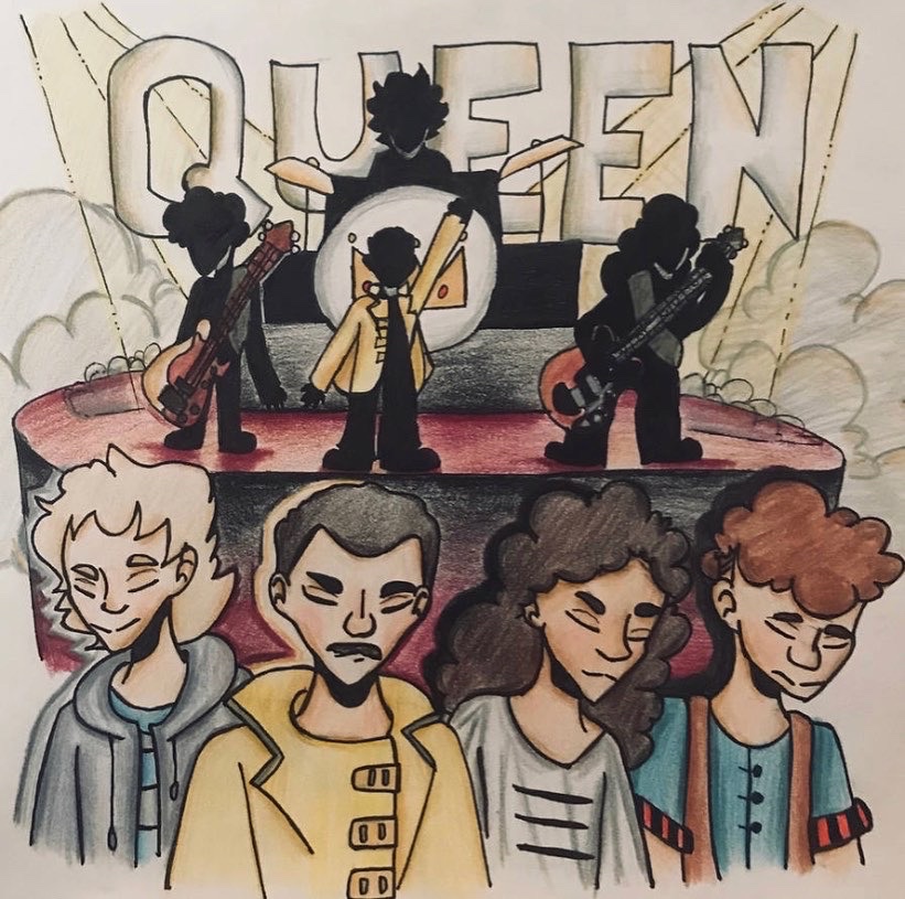 UndertaleNerd56's tweet photo. Hello everyone! Look familiar? I decided to redraw one of my favourite pieces of art from 2019. Enjoy! :)

#queen #queenfanart #brianmay #freddiemercury #johndeacon #rogertaylor #digitalart #rockstar https://t.co/lhtlFqWmDu