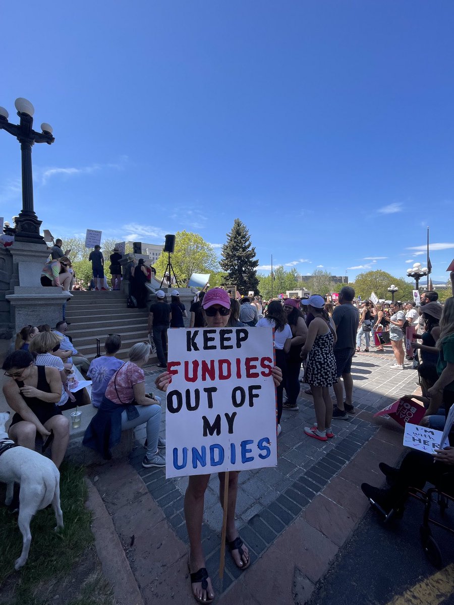 MezcalMama's tweet photo. Today in #Denver. #MarchForRoe #BansOffOurBody
I have used my damn “Keep Fundies Out of My Undies” sign TOO MANY TIMES 🤬 We will NOT allow a small, noisy contingent of wackadoodles to control us, our bodies, or our futures. We. Will. Prevail. #FightBack https://t.co/uLSbOPyq1U