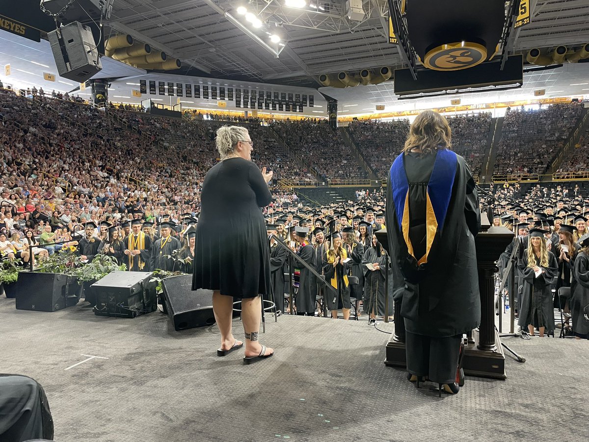 xkv8r's tweet photo. The view of the incredible Class of 2022 at #UIowaGrad22 from the platform party at Carver-Hawkeye Arena. @UIowaCLAS @UIowa https://t.co/1fZBl2Koij