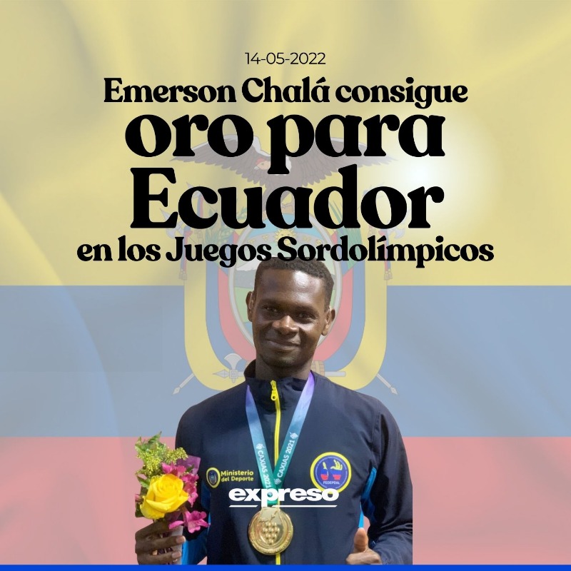 Expresoec's tweet photo. El atleta Emerson Chalá puso a Ecuador en lo más alto de los Juegos Sordolímpicos que se desarrollan en Caxias do Sul, Brasil. Es que el velocista nacional se consagró campeón en la prueba de 400 metros vallas al marcar un tiempo de 52,35 segundos.