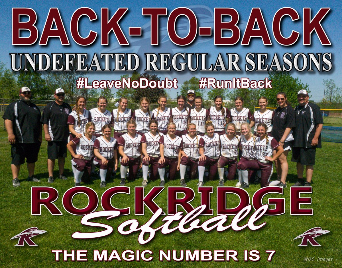 RockridgeSftbll's tweet photo. BACK TO BACK UNDEFEATED REGULAR SEASONS! 28-0 Heading in to the post-season! The magic # is 7! LETS GO!! #LeaveNoDoubt #RunItBack #RocketStrong @ica_softball @TDuckett_DA @JTatRFDRadio @wrmj @mattcoss78 @MattRandazzo @kuff_sports @JoeyDonia @jaykidwellwhbf https://t.co/Q2HkNphRQW