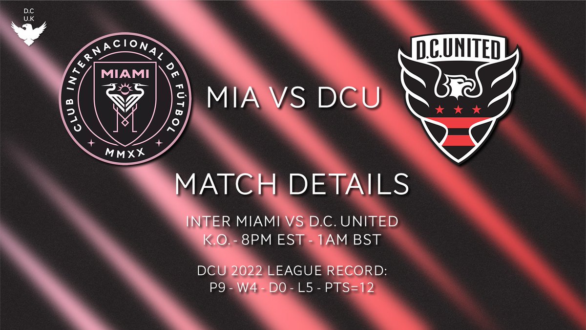 DCUnitedKingdom's tweet photo. GAMEDAY!

Come join us at DCUK for all the build up to the game - https://t.co/MRoDNlJ5eW

⚽️ @InterMiamiCF
⏱️ 8pm ET/1am BST
📺 https://t.co/UTEwz8cRJT

#DCUK #LetsFly #ChadBall #MIAvDC https://t.co/WbDCiXqNQ1