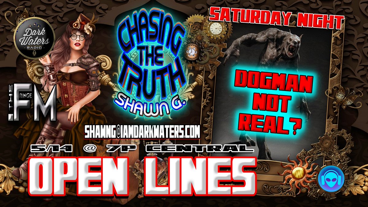 1shawnster's tweet photo. Chasing The Truth w. Shawn G.
Dogman & Cryptid are not real or are they?
5/14 7p CST
https://t.co/DBFPELRu3a
https://t.co/jdKiCmyQGo
#chasingthetruth #darkwaters #FringeFM ##paranormal #supernatural #cryptids #bigfoot #UFO #dogman #uncanny #Unexplained #liveCalls #ghost https://t.co/KwHvizdLZV