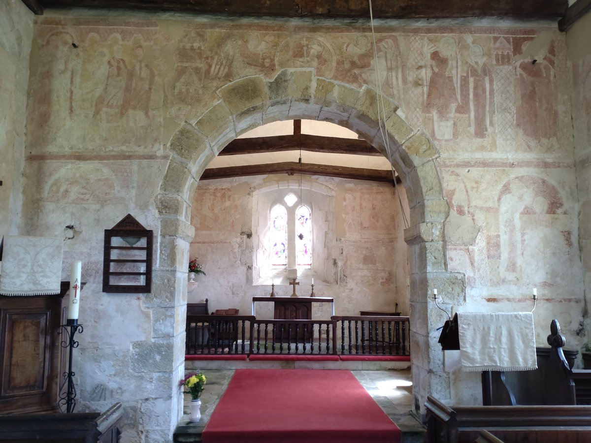 JanNewsom's tweet photo. This Church is SO old and has the most amazing frescoes inside. #Hardham #WestSussex  😎 https://t.co/elXcsNoTU8