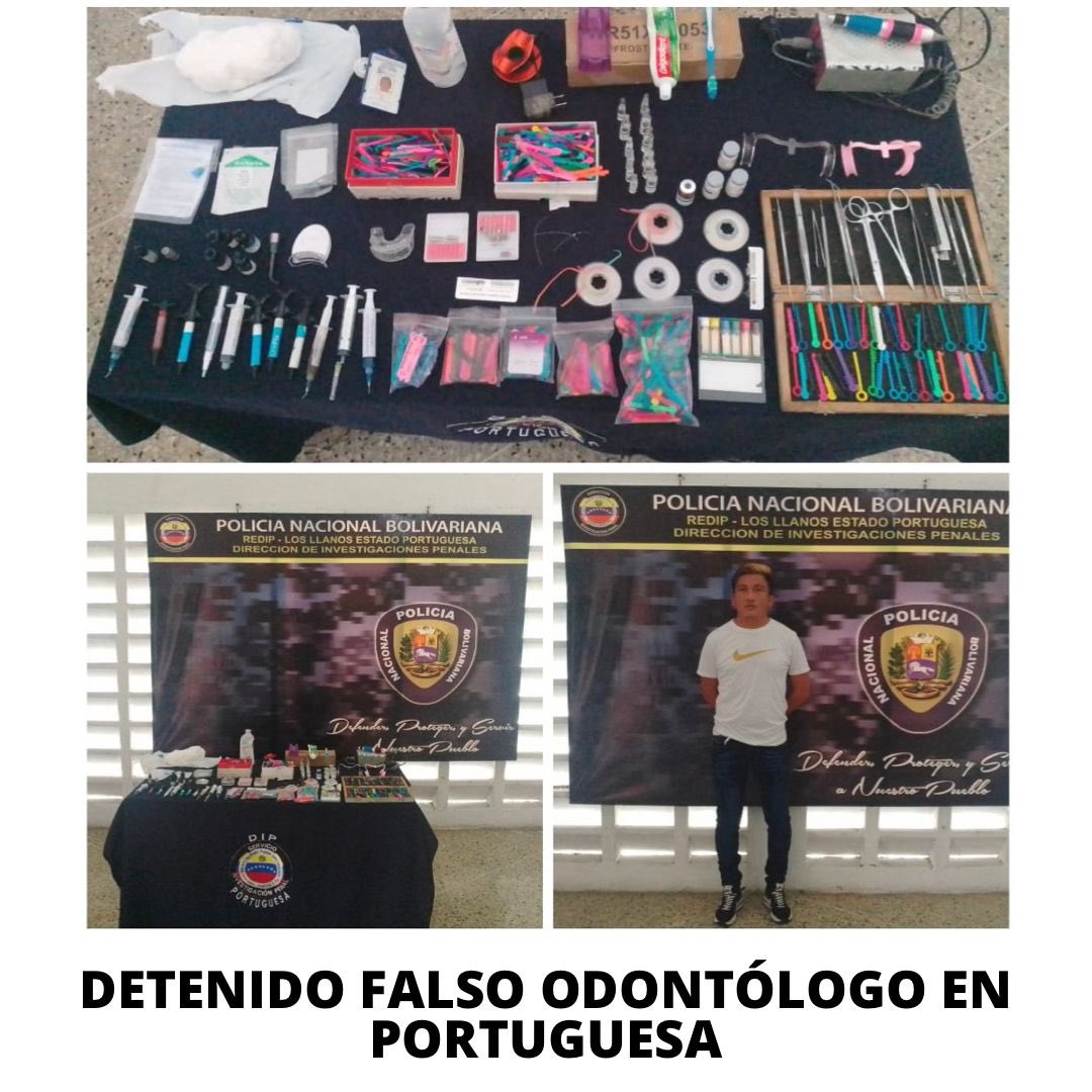 TarekWiliamSaab's tweet image. #IMPUTADO en Portuguesa Eduardo Reina por realizar de manera #ilegal labores #odontológicas: igualmente se le logró incautar material médico quirúrgico… #delitos Ejercicio ilegal de la odontología; Intrusismo y Estafa continuada