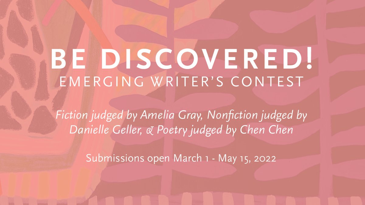 pshares's tweet image. Ploughshares’s Emerging Writers Contest closes tomorrow, May 15, noon EST! Submit for the chance to win $2,000, publication in Ploughshares, and a conversation with literary agency Aevitas Creative Management. pshr.us/2luwvs5